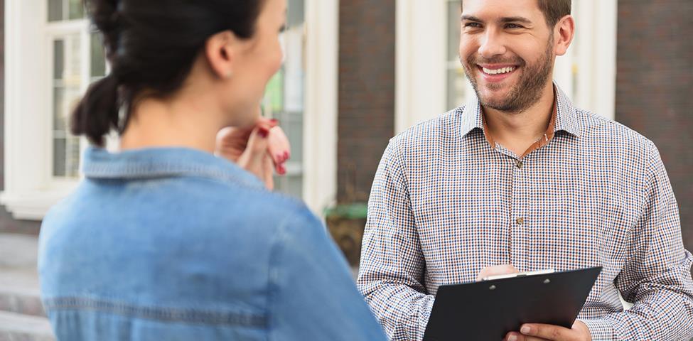 Officer with customer Officer with customer