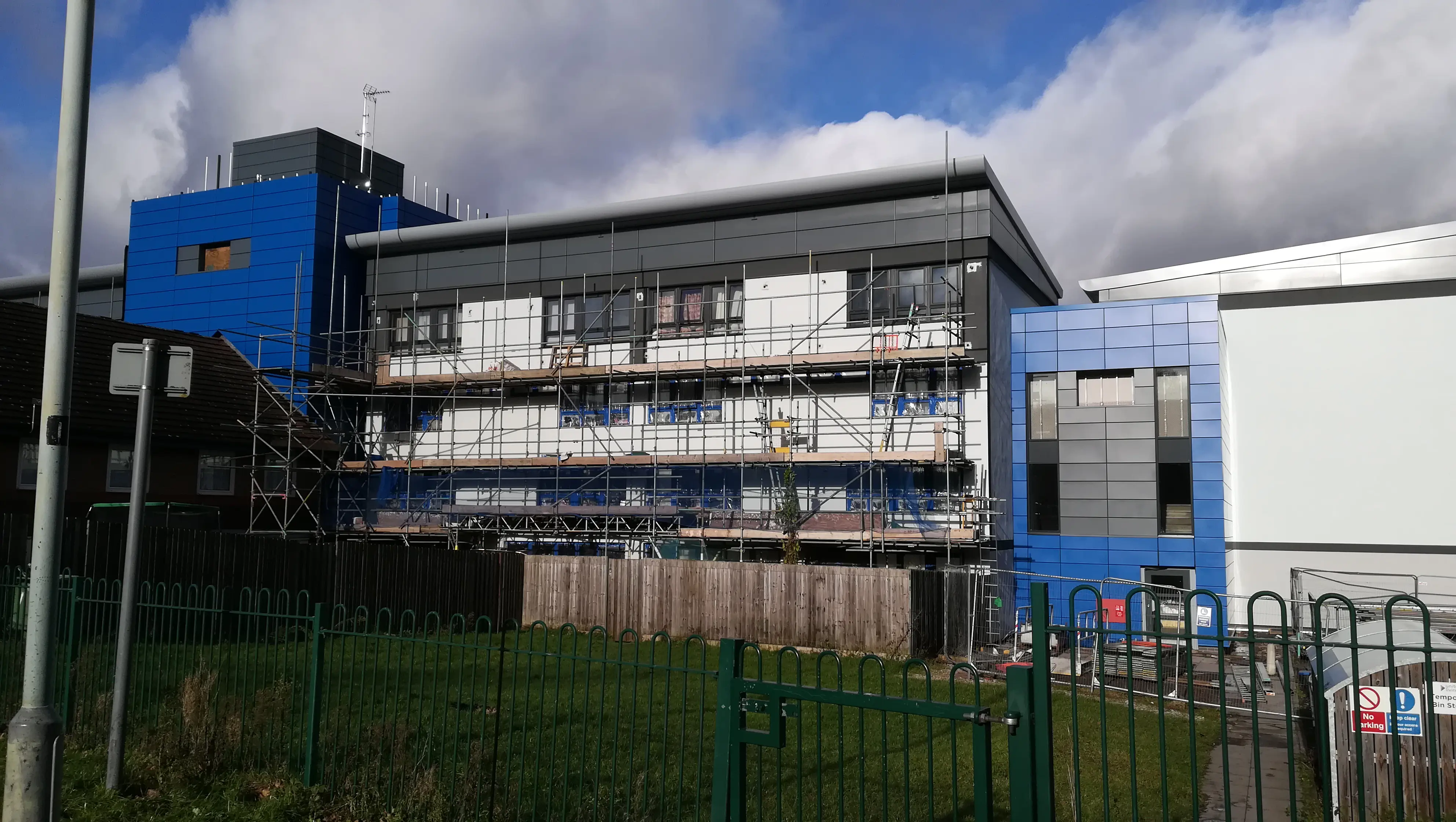 One of the flats that is undergoing refurbishment, with scaffolding