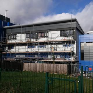 One of the flats that is undergoing refurbishment, with scaffolding