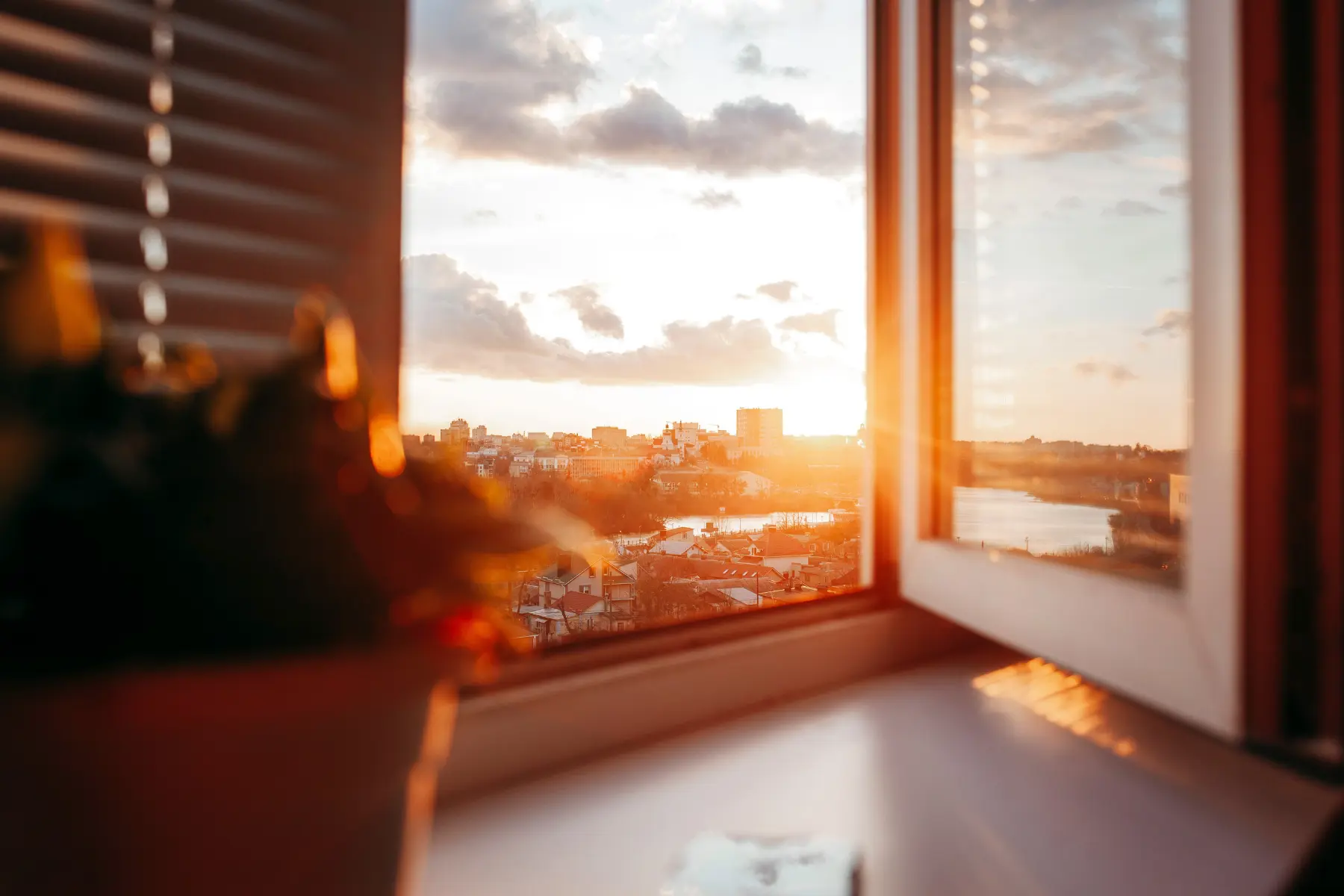 An open window with a view from a flat
