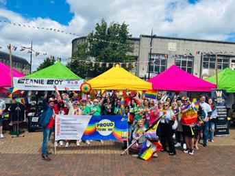 A group of WH team members at the WH stall at Wolverhampton Pride