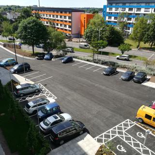 A view of one of the new car parks from the balcony