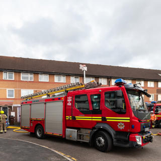 A West Midlands fire engine in Heath Town as part of a fire safety exercise