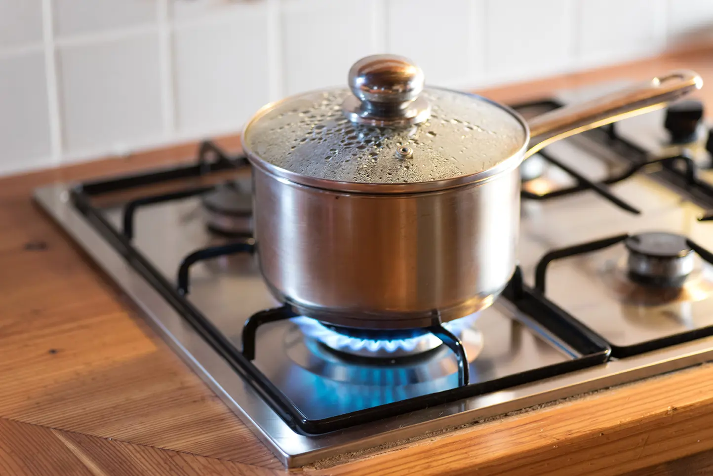 Pan on a gas hob