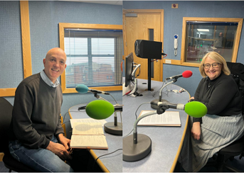 Shaun Aldis and Julie Haydon of Wolverhampton Homes sit in WCR FM's radio studio