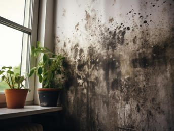 A wall covered in mould