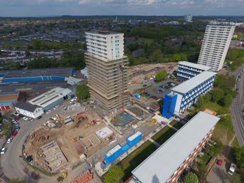 Aerial view of heath Town flats undergoing refurbishment