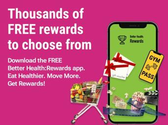 Promotion for free rewards available through the Better Health Rewards app