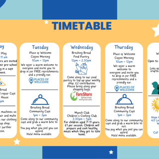 Time table for the Hope Centre