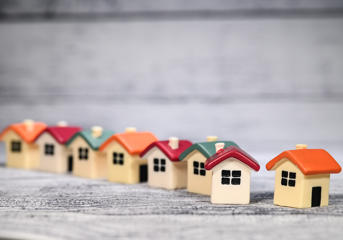 A stock photo of ceramic miniature homes 
