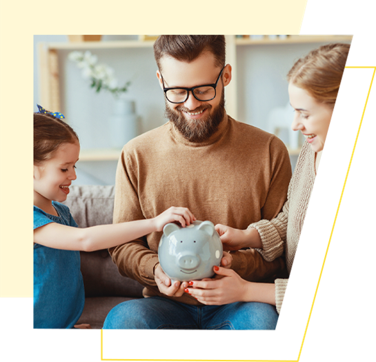 family with a piggybank