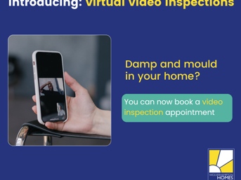 A poster to tell customers we now offer video triaging for damp and mould 