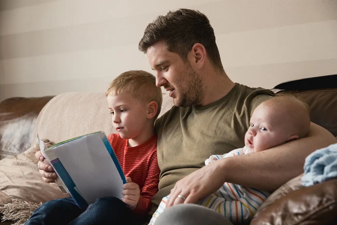 Dad reading to his sons