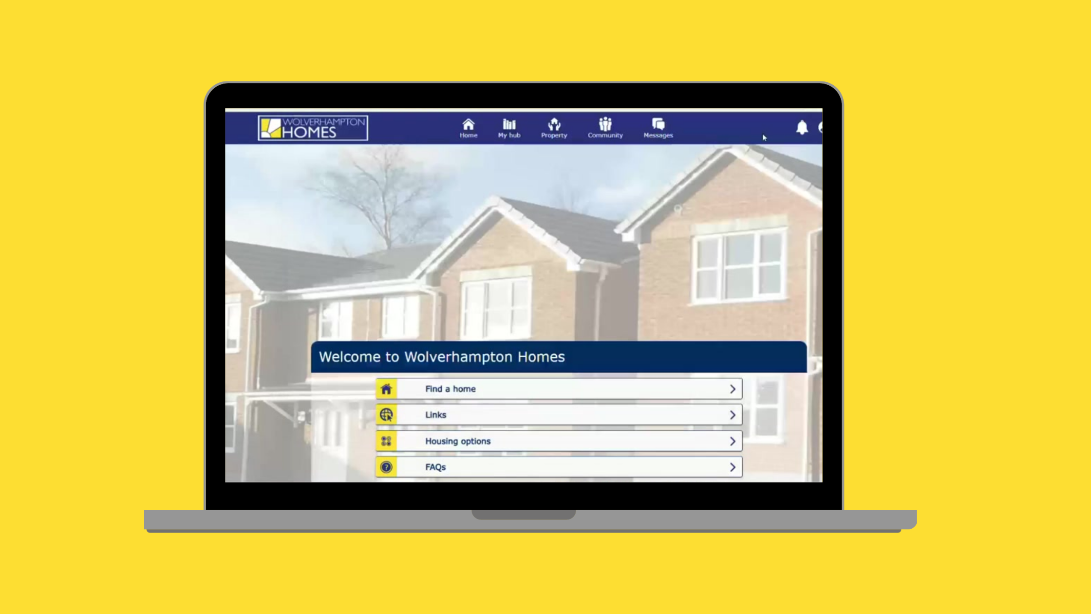 A computer shows the front page of the My Account customer app