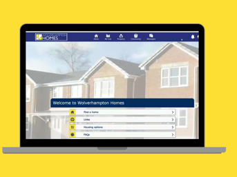 A computer shows the front page of the My Account customer app