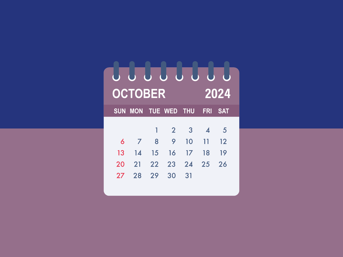 Graphic of the October 2024 calendar