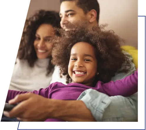 Family on sofa